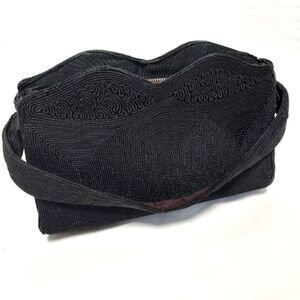Vintage 40s 50s Corde Black Embroidered Bag